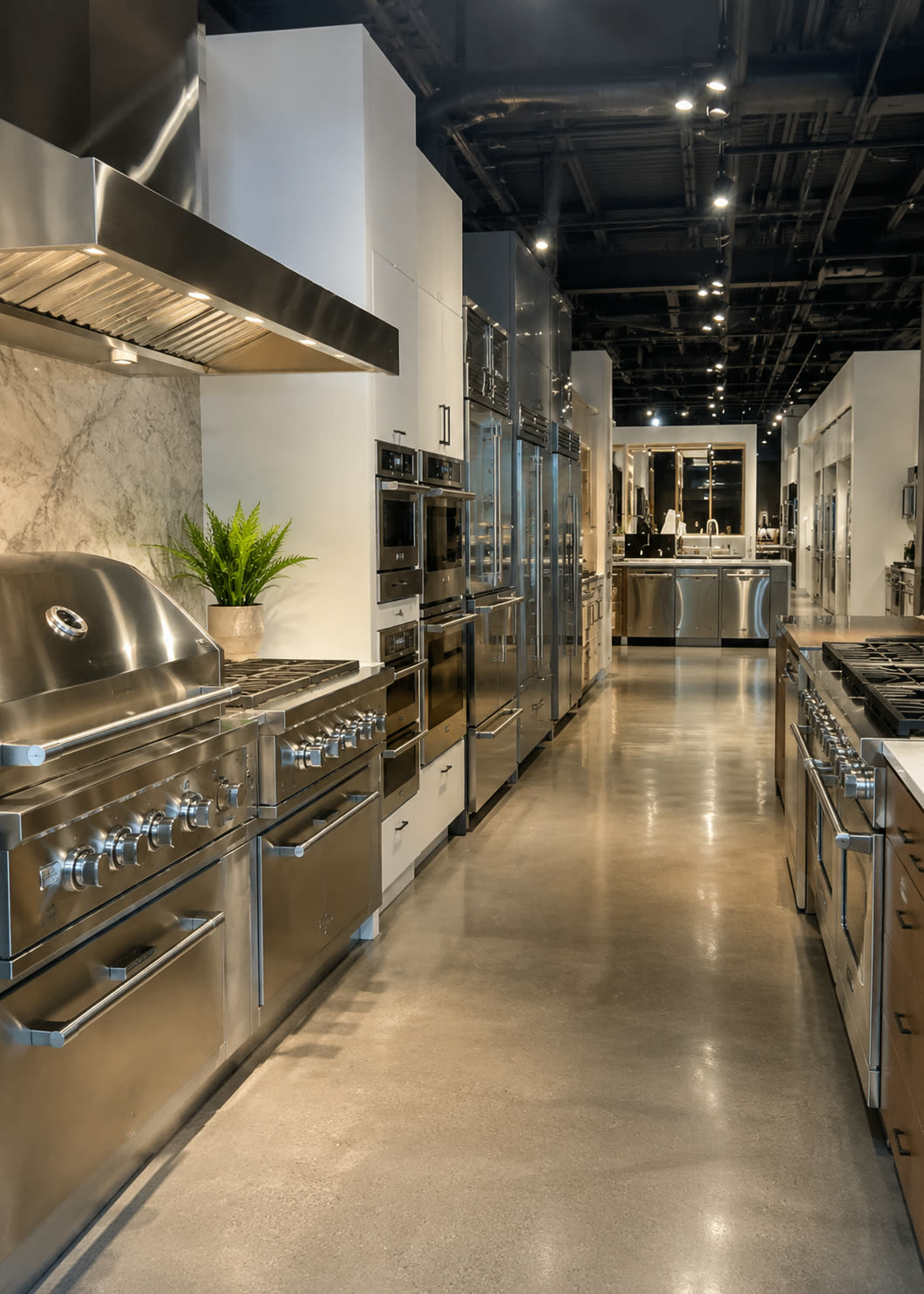 Snyder Diamond showroom featuring premium appliances and kitchen displays